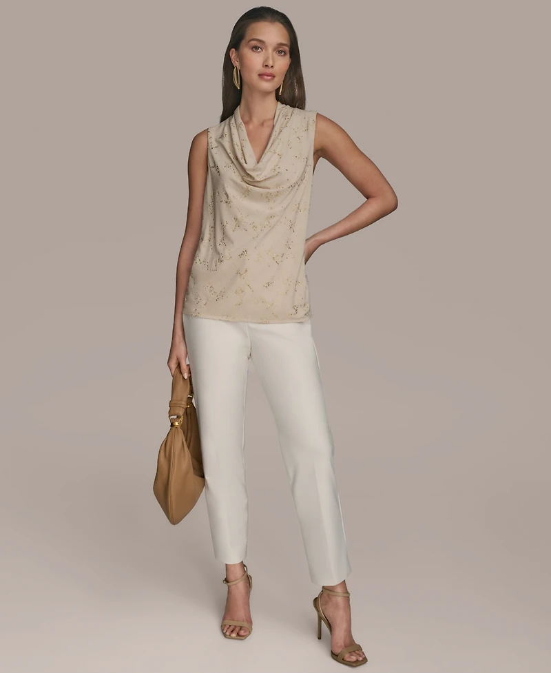 Donna Karan New York Women's Embellished Cowlneck Sleeveless Blouse