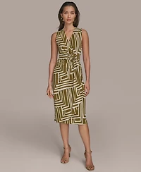 Donna Karan New York Women's Printed V-Neck Sleeveless Dress