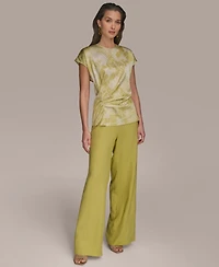 Donna Karan New York Women's Cap-Sleeve Printed Top
