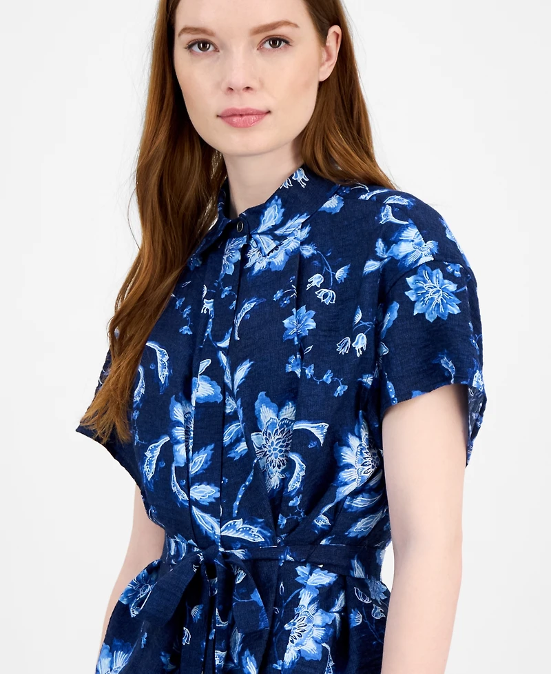 Tommy Hilfiger Women's Floral-Print Belted Blouse