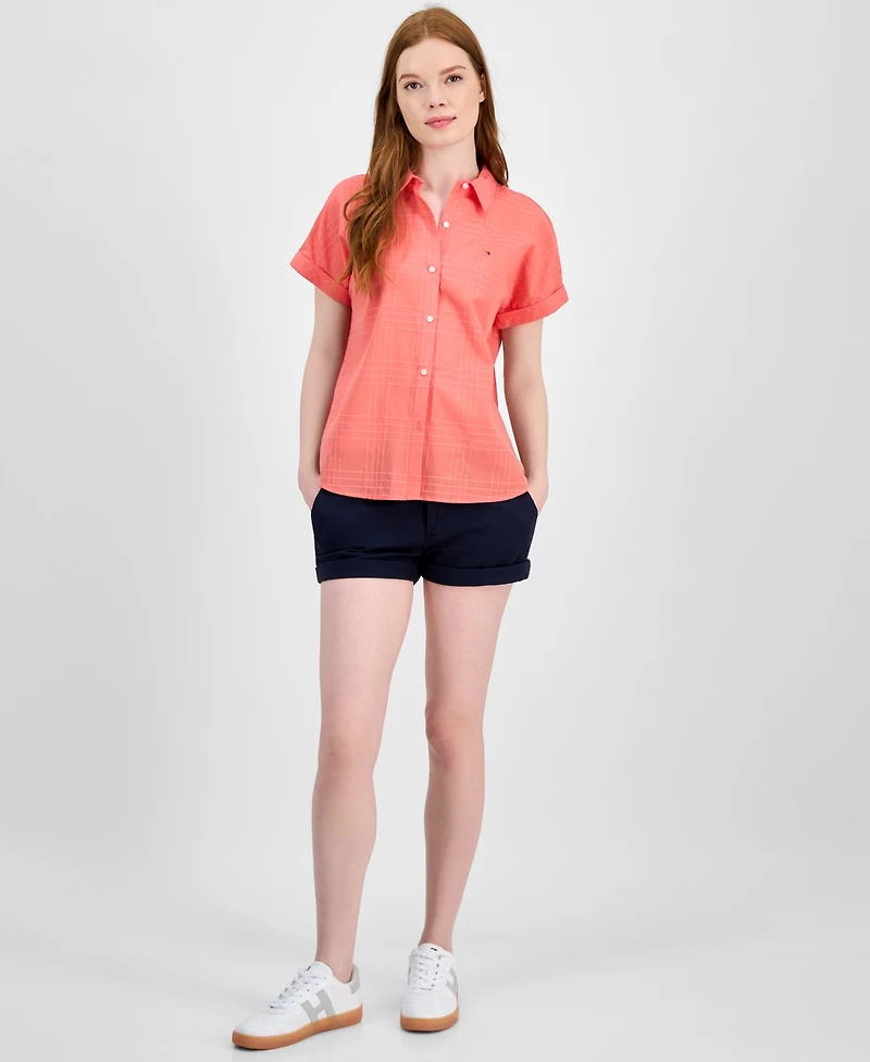 Tommy Hilfiger Women's Dobby Cotton Modern Camp Shirt