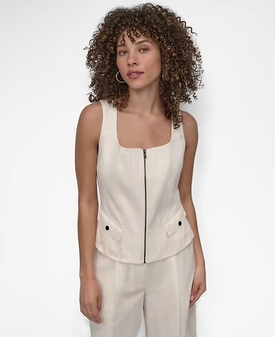 Dkny Women's Weathered Zip-Up Vest