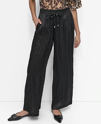 Dkny Women's Crushed Crease Wide-Leg Pants