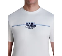 Karl Lagerfeld Paris Men's Short Sleeve Crewneck Racing Stripe Logo T-Shirt