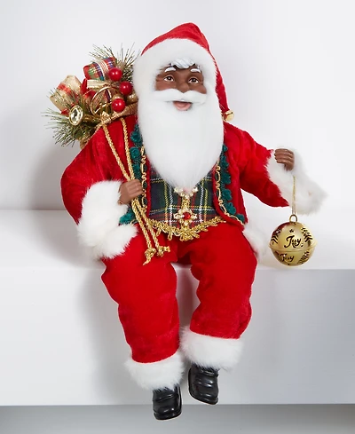 Holiday Lane Heritage African American Sitting Santa Decor, Macy's Exclusive