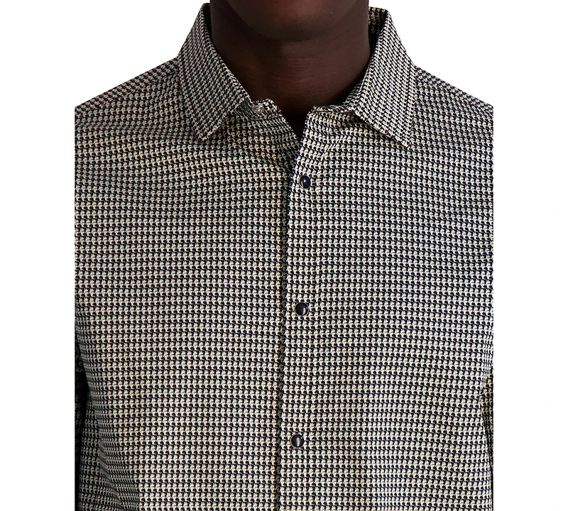 Karl Lagerfeld Paris Men's Woven Houndstooth Shirt