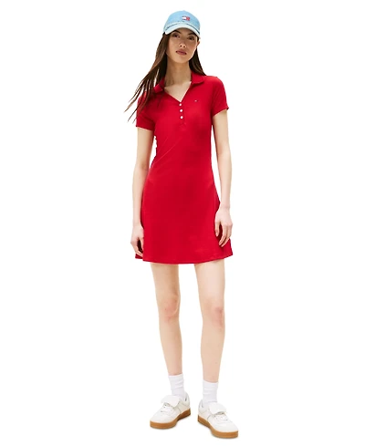 Tommy Jeans Women's Fit & Flare Ribbed Polo Dress