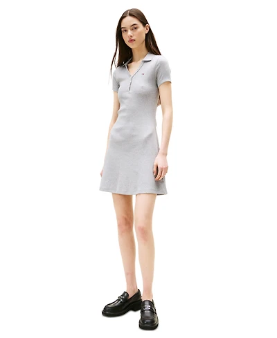 Tommy Jeans Women's Fit & Flare Ribbed Polo Dress