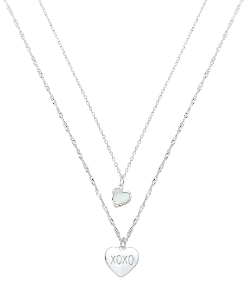 Unwritten Mother of Pearl Heart "Xoxo" Layered Necklace Set