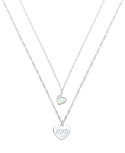 Unwritten Mother of Pearl Heart "Xoxo" Layered Necklace Set