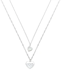 Unwritten Mother of Pearl Heart "Xoxo" Layered Necklace Set