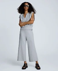 Kenneth Cole Womens Pleated Shoulder Split Neck Tank Top High Rise Pull On Wide Leg Pants