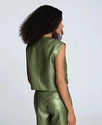Kenneth Cole Women's Metallic Faux-Leather Boxy Vest