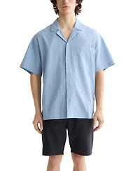 Scotch & Soda Men's Relaxed Fit Short Sleeve Cross Hatch Button-Front Camp Shirt