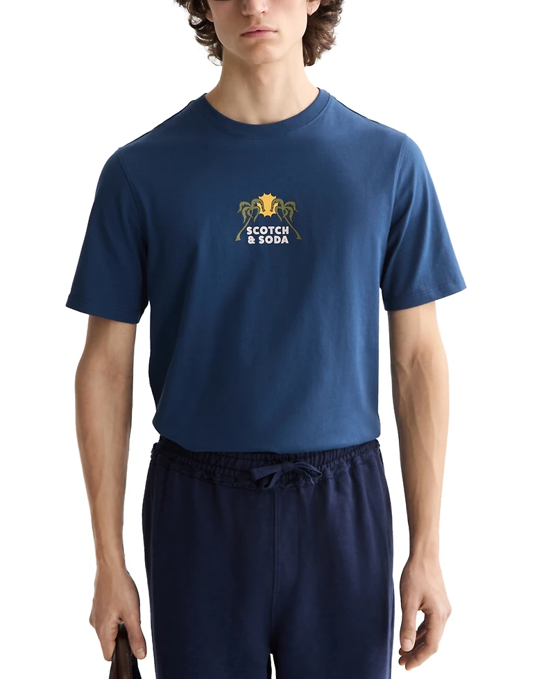 Scotch & Soda Men's Short Sleeve Double Graphic Crewneck T-Shirt