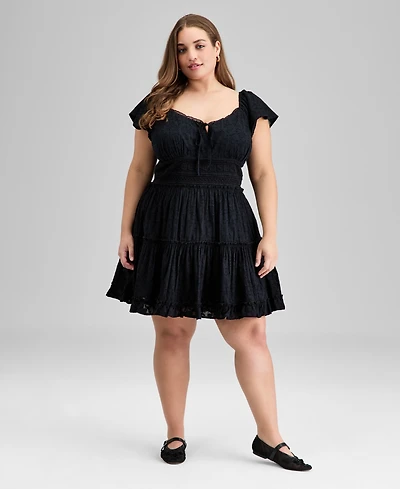 And Now This Trendy Plus Cotton Burnout Fit & Flare Dress, Exclusively at Macy's