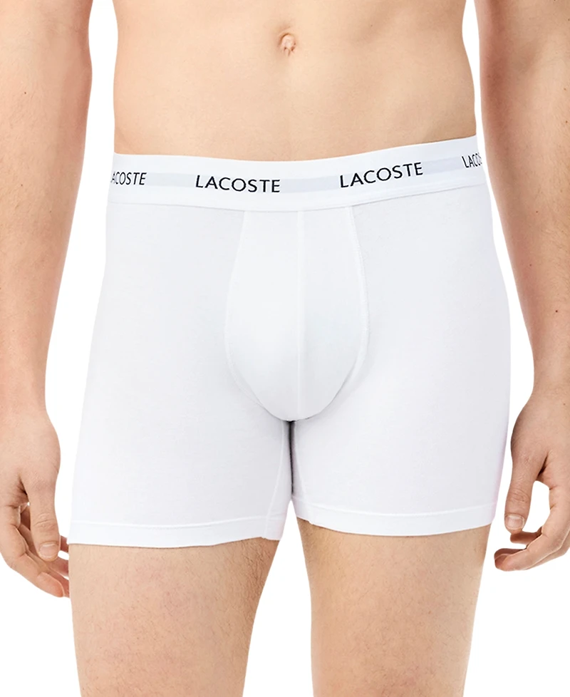 Lacoste Men's 3-Pk. Regular-Fit Logo Waistband 5" Boxer Briefs