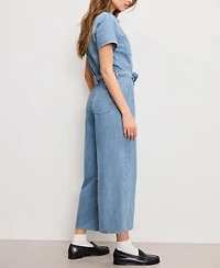 Good American Women's Fit For Success Denim Cropped Jumpsuit