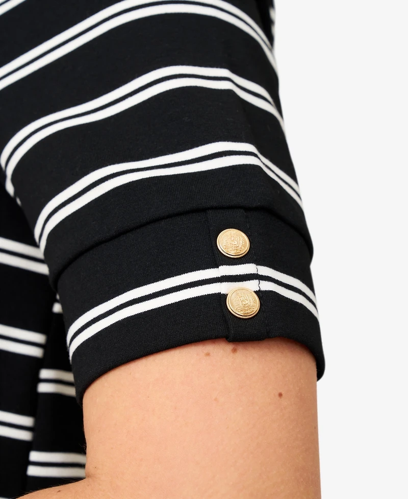 Cable & Gauge Women's Stripe Boatneck Top