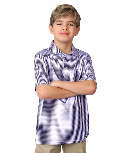 Tailorbyrd Boys Multi Stripes Printed Performance Short Sleeve Polo