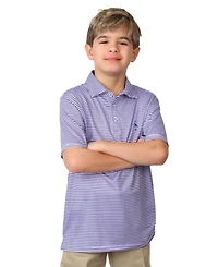 TailorByrd Boys Multi Stripes Printed Performance Short Sleeve Polo