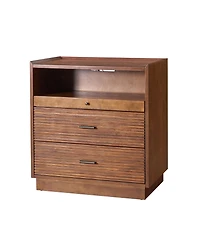 Mid-century Lorenz Nightstand with Usb and Led Light