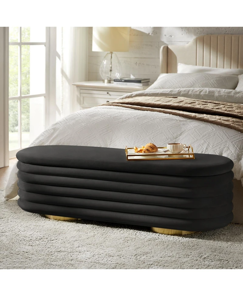 Rupert Bench with Gold-finished Metal Legs