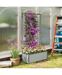 Outsunny Raised Garden Bed, Planter Box with Trellis, Removable Pots,