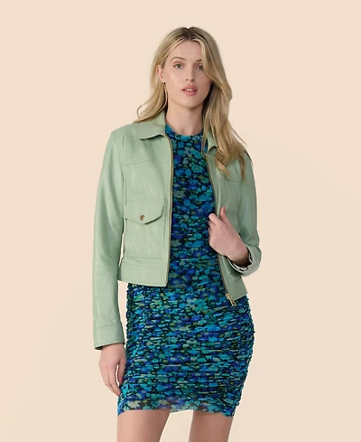 Furniq Uk Women's Bomber Leather Jacket, Created for Macy's