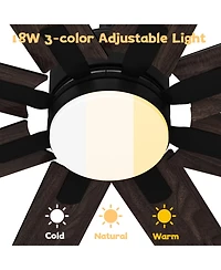 72 inch ceiling fan with light, can be used indoors and outdoors, with remote control, reversible Dc motor, no noise, suitable for bedroom, living roo