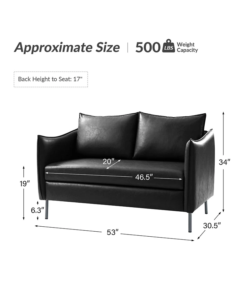 Monroe Modern Industrial-Style Pu Leather Sofa with Sturdy Metal Legs And Movable Seat