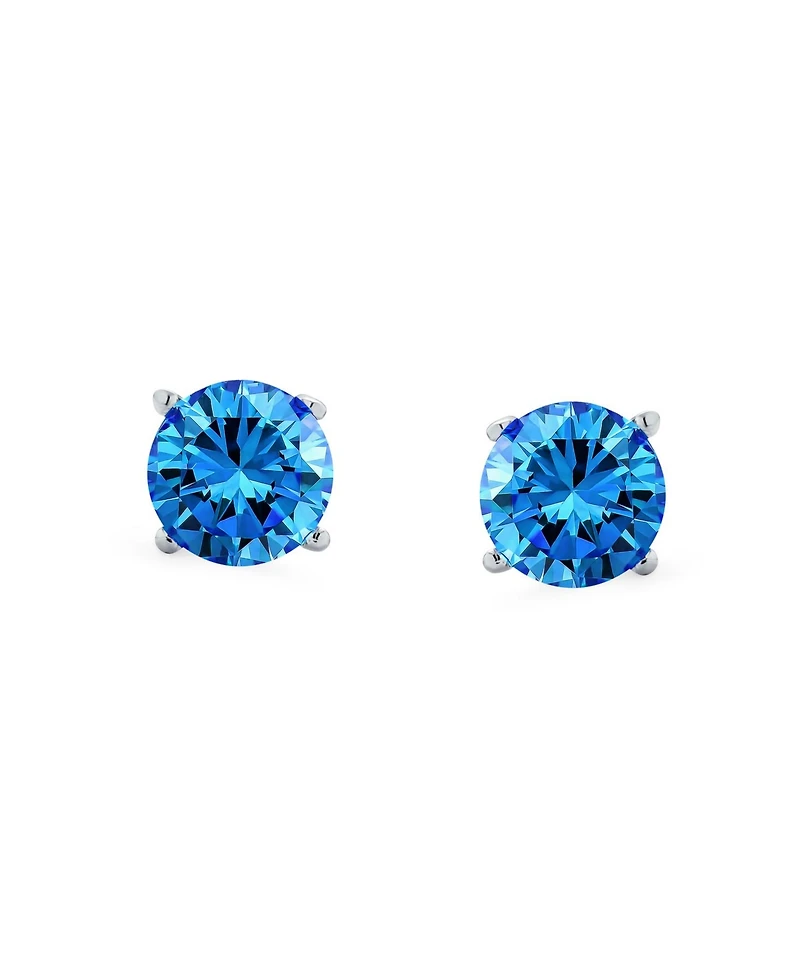 Bling Jewelry Set of 2 Cz Solitaire Stud Earrings Screw Back Sterling Silver