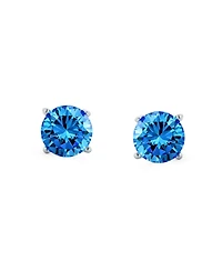 Bling Jewelry Set of 2 Cz Solitaire Stud Earrings Screw Back Sterling Silver