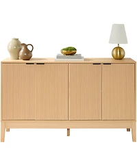 Best Choice Products 4-Door Reeded Storage Cabinet w/ Soft-Close Doors