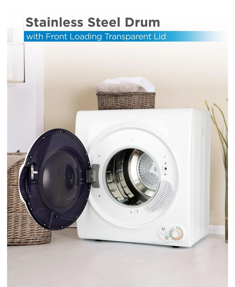 Commercial Care 3.5 Cu. Ft. Portable Dryer, 120V Electric Dryer for Clothes, Front Loading Dryer Machine Holds Up To 13.2 lbs. or 6 kg. of Laundry, St