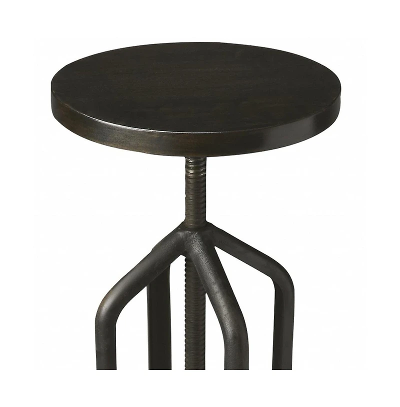 Wood and Iron Backless Swivel Bar Chair