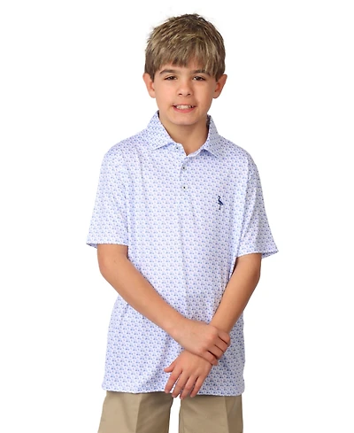 Tailorbyrd Boys Golf Carts Printed Performance Short Sleeve Polo