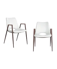 Set of 2 Upholstered Faux Leather Dining Chairs with Armrests and Open Back