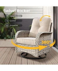 Xizzi 13 Piece Outdoor Patio Furniture Sets with Fire Pit Table,All Weather Wicker Sectional Sofa Extra Deep Swivel Chairs and Solar PoweRe