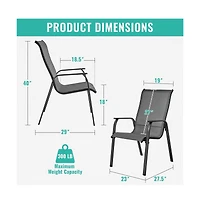 Yaheetech Set of 2 Outdoor Texteline Stackable Dining Chairs, Gray