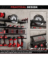 Hausource 4-Tier Large Power Tool Organizer - 12 Drill Holder, Workshop Storage Rack