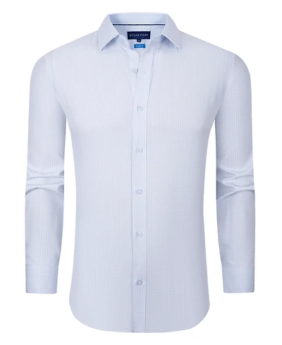 Dylan Park Men's Four Way Stretch Plaid Print Button Down Dress Shirt