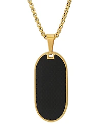Steeltime Men's Carbon Fiber Dog Tag Pendant Necklace