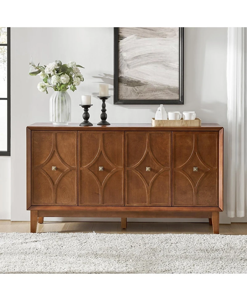 Ema Mid-Century Sideboard With Solid Wood Legs and Adjustable Shelves