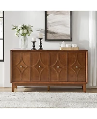 Ema Mid-Century Sideboard With Solid Wood Legs and Adjustable Shelves