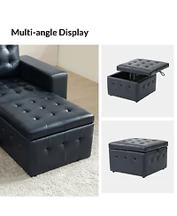 Blanca 87" wide Genuine Leather Sofa with Button Tufted Stitched Pattern