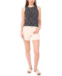 Vince Camuto Women's Ditsy-Print Sleeveless Keyhole Top
