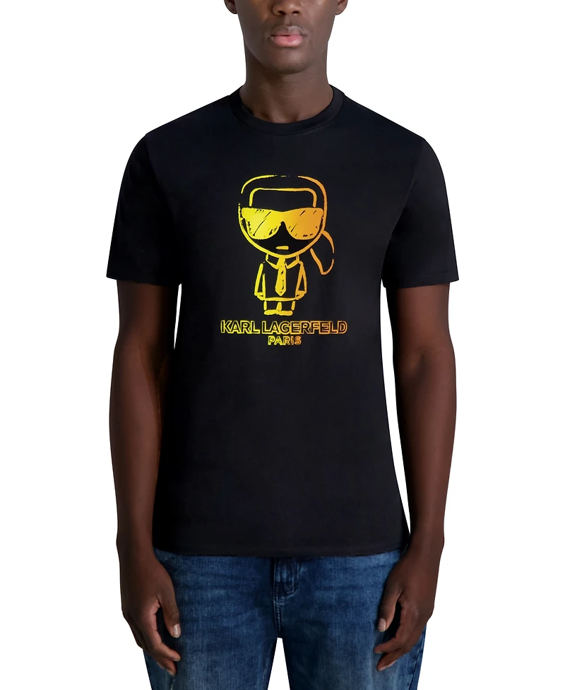 Karl Lagerfeld Paris Men's Outline Character Logo Graphic T-Shirt