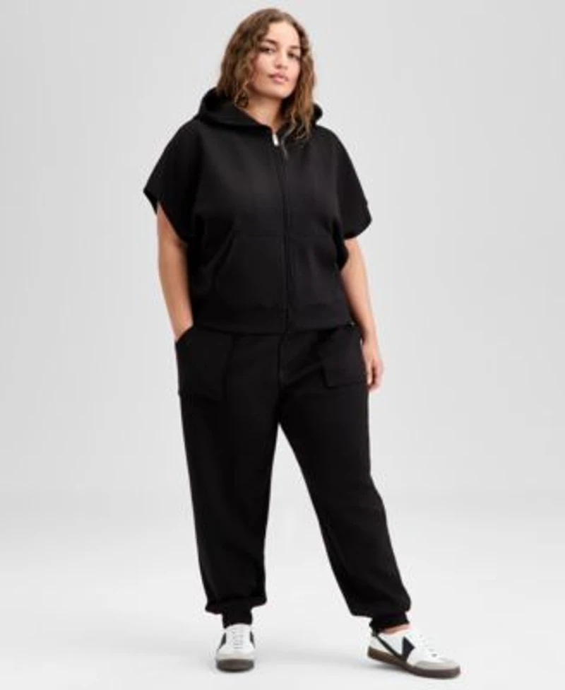 Now This Trendy Plus Size Cap Sleeve Scuba Knit Hoodie Jogger Pants Exclusively At Macys