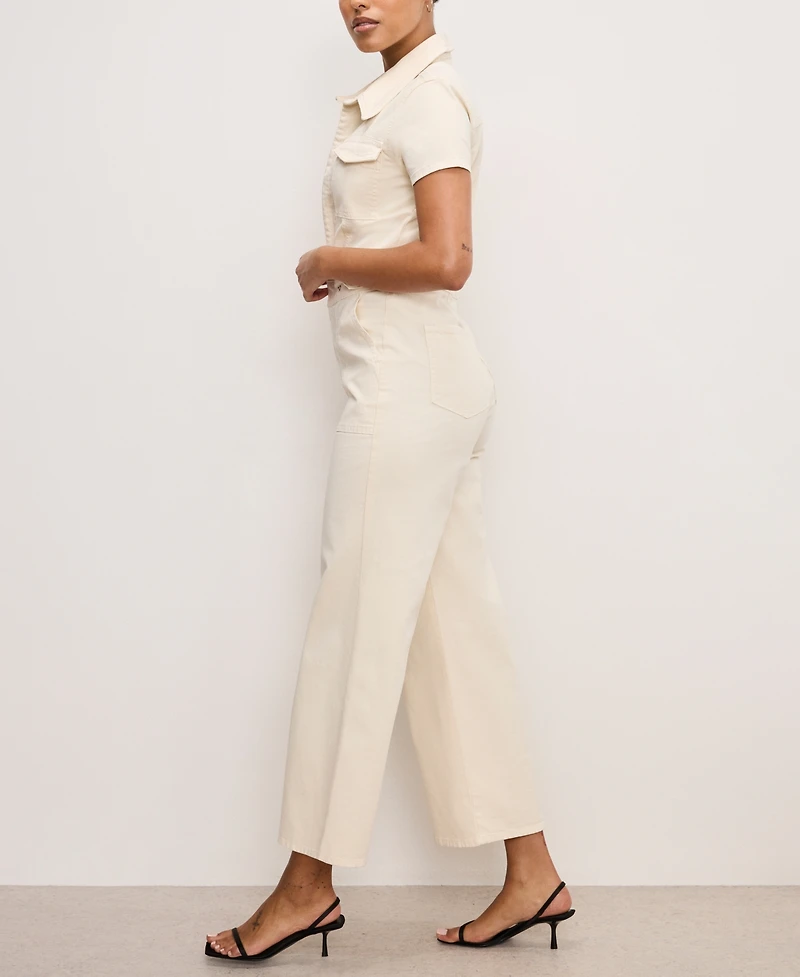 Good American Women's Fit For Success Twill Palazzo Cropped Jumpsuit